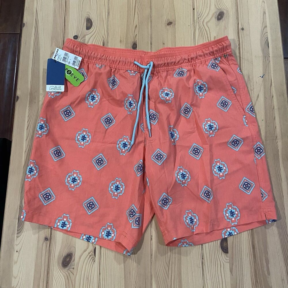 New Blue Crown Aztec WATER-REACTIVE Pink Swim Trunks Large